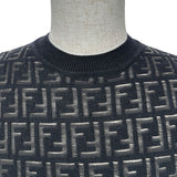 フェンディ FENDI FF総柄ニットセーター FZY063 ブラック ウール メンズ ニット