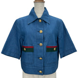 グッチ GUCCI シェリーライン半袖デニムジャケット 748621 ブルー デニム レディース デニムジャケット