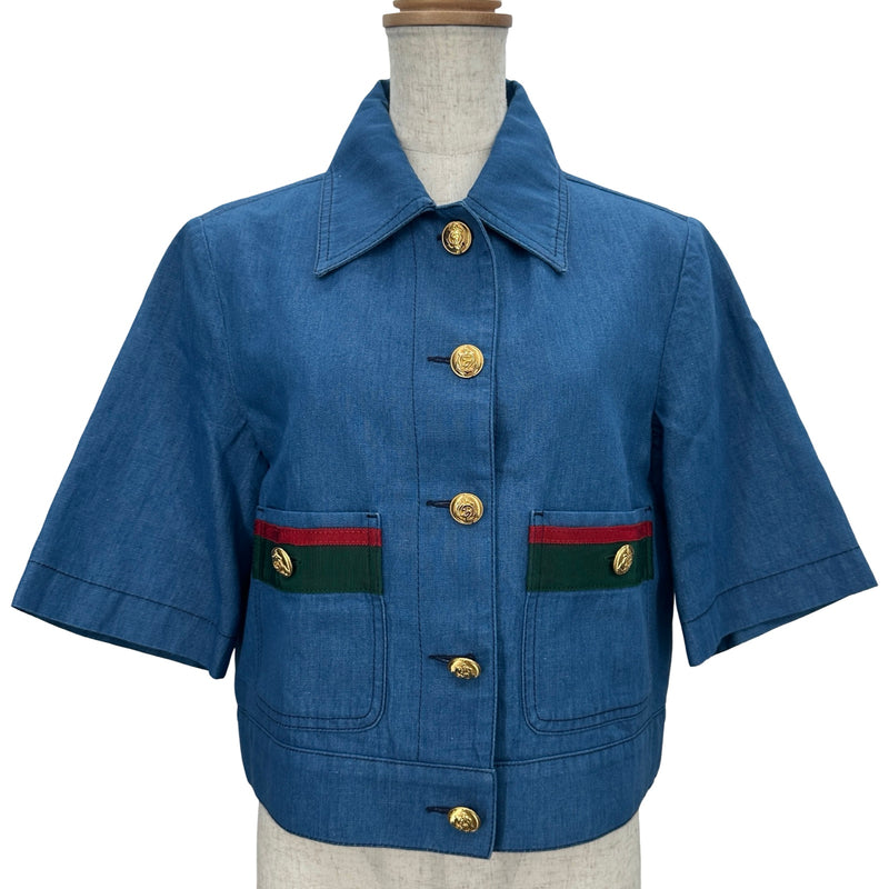 グッチ GUCCI シェリーライン半袖デニムジャケット 748621 ブルー 