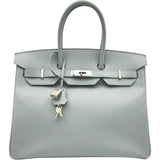 エルメス HERMES バーキン35 T刻印 ブルーグラシエ シルバー金具 エプソン レディース ハンドバッグ