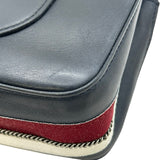 シャネル CHANEL 2.55ダブルフラップチェーンショルダー ネイビー/ボルドー/ホワイト シルバー金具 レザー レディース ショルダーバッグ
