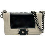 シャネル CHANEL ボーイシャネル20 15番台 ブラック/ホワイト シルバー金具 カーフスキン レディース ショルダーバッグ