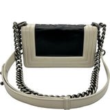シャネル CHANEL ボーイシャネル20 15番台 ブラック/ホワイト シルバー金具 カーフスキン レディース ショルダーバッグ