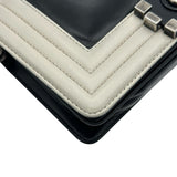 シャネル CHANEL ボーイシャネル20 15番台 ブラック/ホワイト シルバー金具 カーフスキン レディース ショルダーバッグ