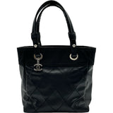 シャネル CHANEL パリビアリッツトートPM A34208 13番台 ブラック シルバー金具 PVC レディース トートバッグ
