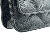 シャネル CHANEL マトラッセチェーンウォレット AP0250 30番台 ブラック シルバー金具 キャビアスキン レディース ショルダーバッグ