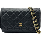 シャネル CHANEL マトラッセチェーンウォレット AP0250 ブラック ゴールド金具 キャビアスキン レディース ショルダーバッグ