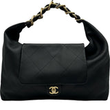 シャネル CHANEL マトラッセ マキシ ホーボーバッグ AS5834 ブラック ゴールド金具 カーフスキン レディース ショルダーバッグ