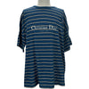 クリスチャン・ディオール Christian Dior フロントロゴボーダー半袖Tシャツ 493J671B0938 ブルー コットン メンズ 半袖Ｔシャツ