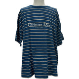 クリスチャン・ディオール Christian Dior フロントロゴボーダー半袖Tシャツ 493J671B0938 ブルー コットン メンズ 半袖Ｔシャツ
