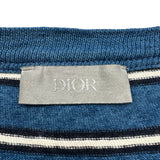 クリスチャン・ディオール Christian Dior フロントロゴボーダー半袖Tシャツ 493J671B0938 ブルー コットン メンズ 半袖Ｔシャツ