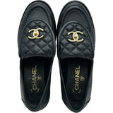 シャネル CHANEL マトラッセ ココターンロック ローファー G36646 ブラック レザー レディース ローファー