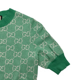 グッチ GUCCI GG総柄半袖ニットセーター 629456 グリーン ウール レディース ニット