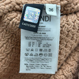 フェンディ FENDI バックロゴコットンニットカーディガン FZC619 ブラウン コットン レディース カーディガン