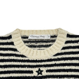 クリスチャン・ディオール Christian Dior ロゴボーダーカシミヤ半袖ニットトップス 354S19AM154 アイボリー コットン レディース ニット