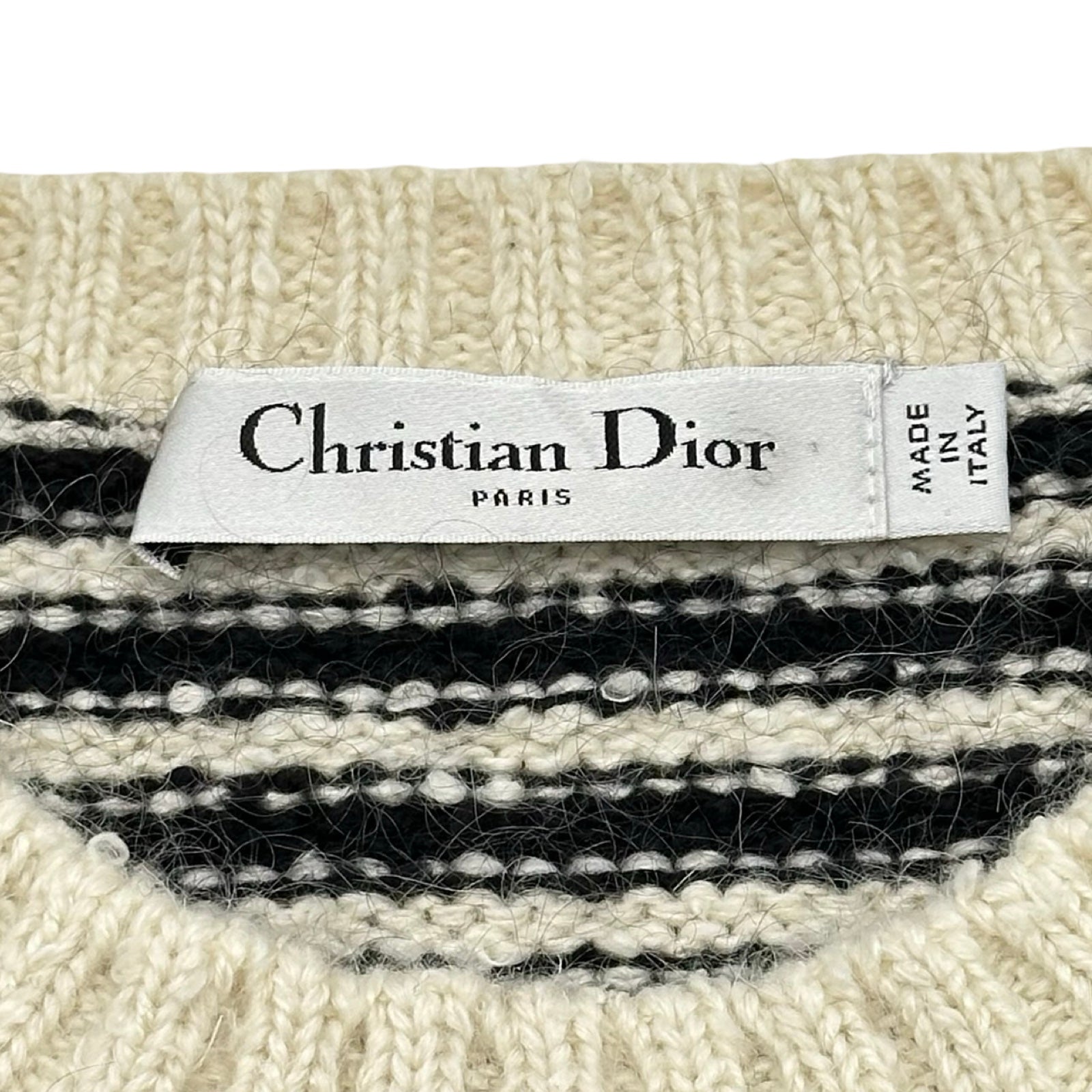 クリスチャン・ディオール Christian Dior ロゴボーダーカシミヤ半袖