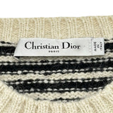 クリスチャン・ディオール Christian Dior ロゴボーダーカシミヤ半袖ニットトップス 354S19AM154 アイボリー コットン レディース ニット