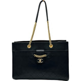 シャネル CHANEL ショッピングトートバッグ 25番台 ブラック ゴールド金具 カーフスキン レディース トートバッグ