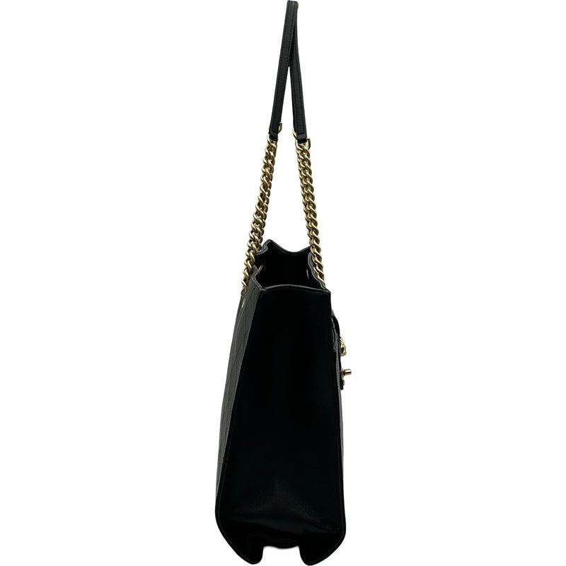 シャネル CHANEL ショッピングトートバッグ 25番台 ブラック ゴールド
