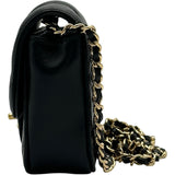シャネル CHANEL チェーンポシェット ブラック ゴールド金具 ラムスキン レディース ショルダーバッグ