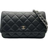 シャネル CHANEL マトラッセ チェーンウォレット A33814 31番台 ブラック シルバー金具 キャビアスキン レディース ショルダーバッグ
