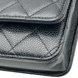 シャネル CHANEL マトラッセ チェーンウォレット A33814 31番台 ブラック シルバー金具 キャビアスキン レディース ショルダーバッグ