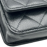 シャネル CHANEL マトラッセ チェーンウォレット A33814 31番台 ブラック シルバー金具 キャビアスキン レディース ショルダーバッグ