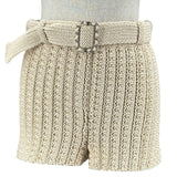 シャネル CHANEL ココマークベルトニットショートパンツ P78728 ベージュ コットン レディース ショートパンツ