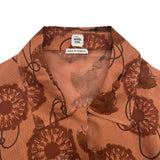 エルメス HERMES クリケティ・アクアレル シルク長袖シャツ 2E0616DZ ブラウン シルク レディース 長袖シャツ