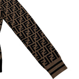 フェンディ FENDI FF総柄場が袖ニットセーター FZY703 ブラウン レーヨン レディース セーター