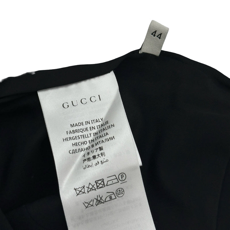 グッチ GUCCI パールボダン半袖ワンピース 448781 ブラック ウール