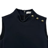 クリスチャン・ディオール Christian Dior CDボタンノースリーブワンピース 111R17A1166 ブラック ウール レディース ワンピース