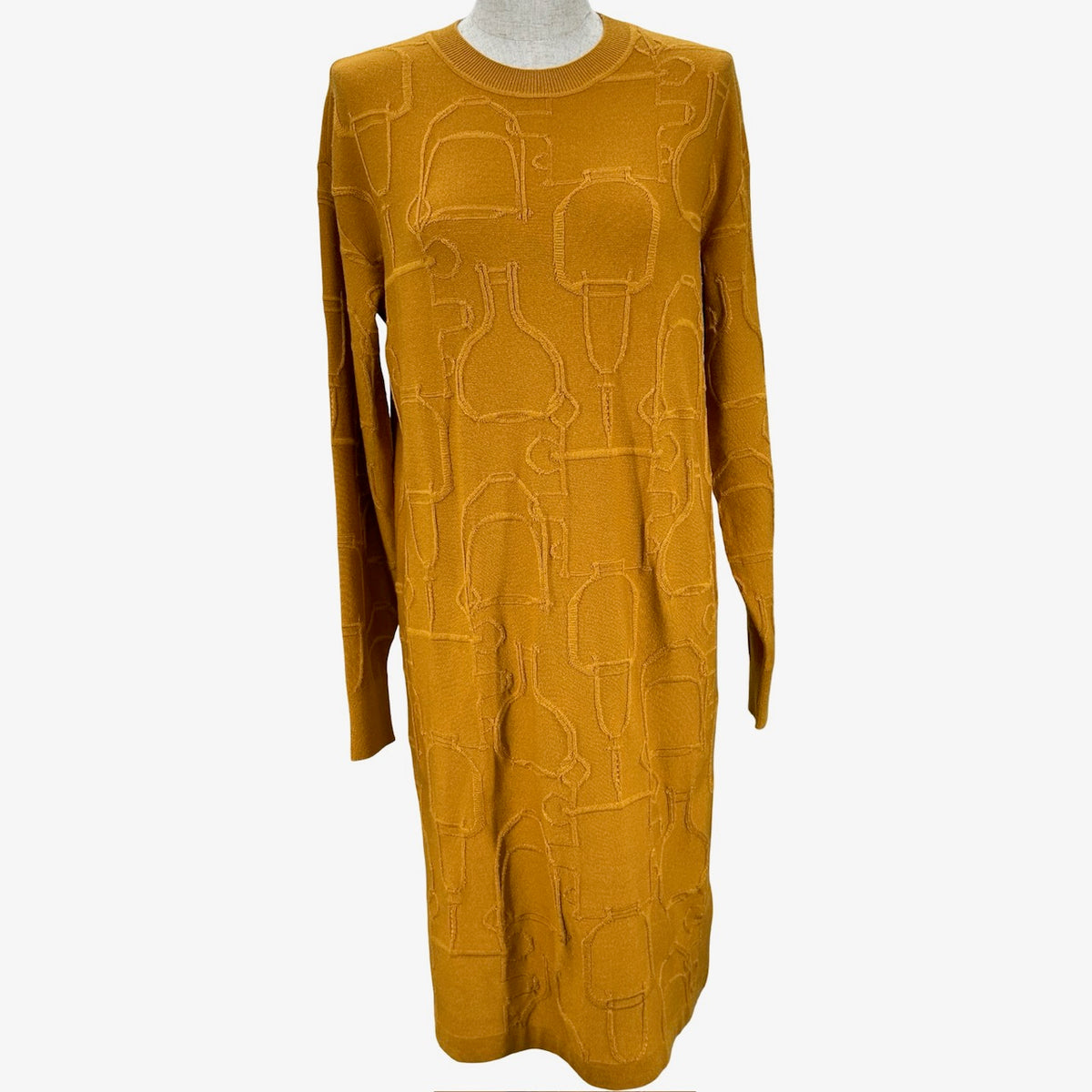 エルメス HERMES トルサード カシミヤ混ニットワンピース イエロー