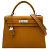 エルメス HERMES ケリー28 外縫い □K刻印 ナチュラル シルバー金具 ヴァッシュリエジェ レディース ショルダーバッグ