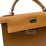 エルメス HERMES ケリー28 外縫い □K刻印 ナチュラル シルバー金具 ヴァッシュリエジェ レディース ショルダーバッグ