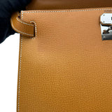 エルメス HERMES ケリー28 外縫い □K刻印 ナチュラル シルバー金具 ヴァッシュリエジェ レディース ショルダーバッグ