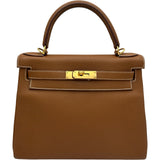 エルメス HERMES ケリー28 内縫い X刻印 ゴールド ゴールド金具 トリヨン レディース ショルダーバッグ