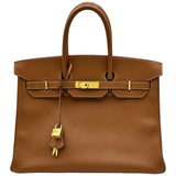 エルメス HERMES バーキン35 □E刻印 ゴールド ゴールド金具 クシュベル レディース ハンドバッグ