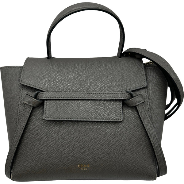 セリーヌ CELINE ベルトバッグ ナノ 189003 グレー ゴールド金具