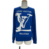 ルイ・ヴィトン LOUIS VUITTON スクリプルインターシャニットセーター HIN81W ブルー レーヨン メンズ ニット