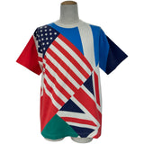 ルイ・ヴィトン LOUIS VUITTON フラッグスパッチワーク半袖Tシャツ HHY81W レッド コットン メンズ 半袖Ｔシャツ