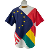 ルイ・ヴィトン LOUIS VUITTON フラッグスパッチワーク半袖Tシャツ HHY81W レッド コットン メンズ 半袖Ｔシャツ