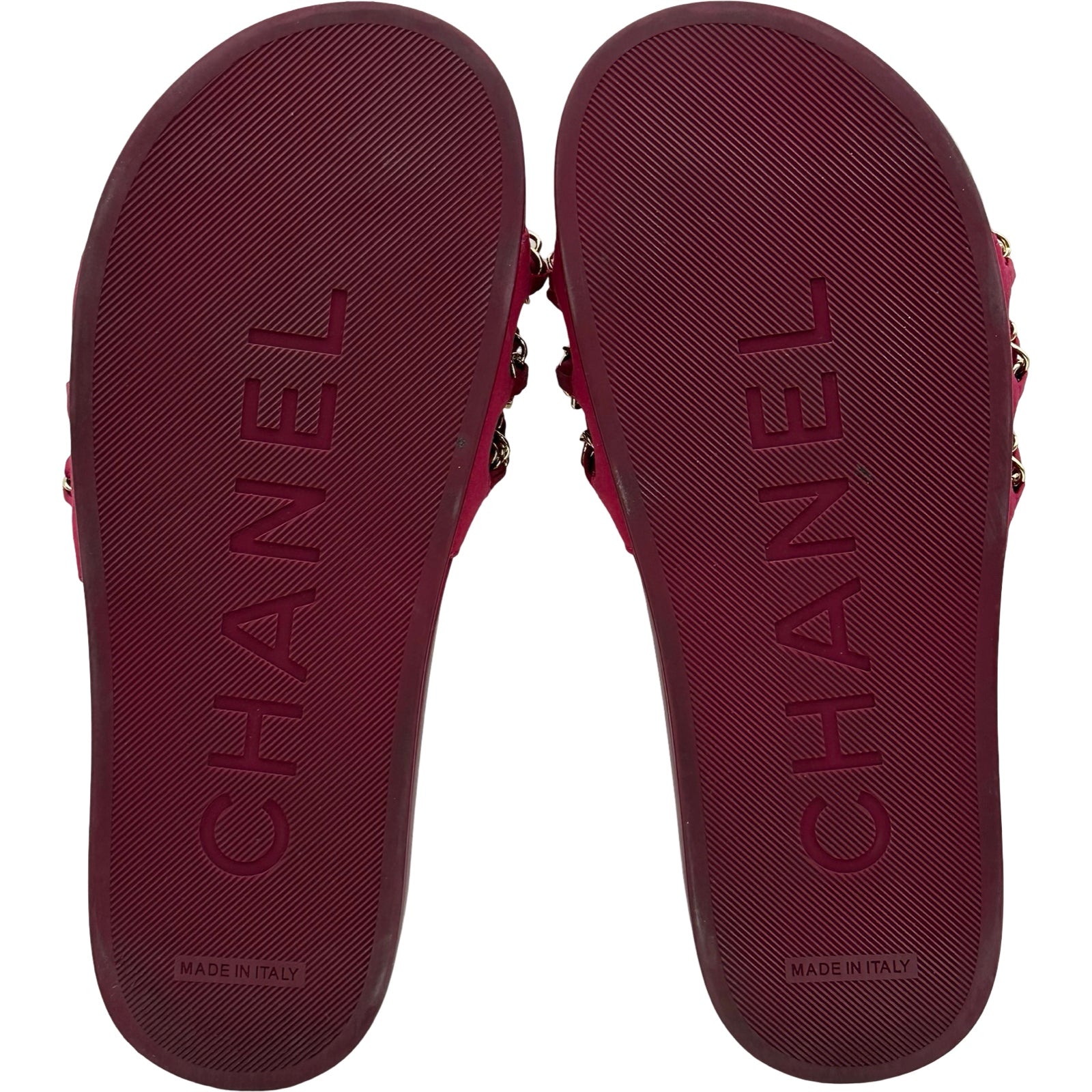 シャネル CHANEL ココマークチェーンフラットサンダル G31627 レッド