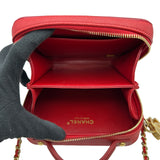 シャネル CHANEL CCフィリグリースモールバニティバッグ A93343 24番台 レッド ゴールド金具 キャビアスキン レディース ショルダーバッグ