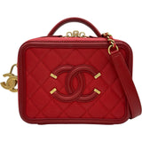 シャネル CHANEL CCフィリグリースモールバニティバッグ A93343 24番台 レッド ゴールド金具 キャビアスキン レディース ショルダーバッグ