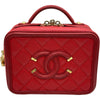 シャネル CHANEL CCフィリグリースモールバニティバッグ A93343 24番台 レッド ゴールド金具 キャビアスキン レディース ショルダーバッグ