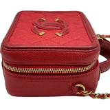 シャネル CHANEL CCフィリグリースモールバニティバッグ A93343 24番台 レッド ゴールド金具 キャビアスキン レディース ショルダーバッグ
