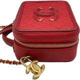 シャネル CHANEL CCフィリグリースモールバニティバッグ A93343 24番台 レッド ゴールド金具 キャビアスキン レディース ショルダーバッグ