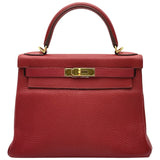 エルメス HERMES ケリー28 内縫い □R刻印 ルージュグレナ ゴールド金具 トリヨン レディース ショルダーバッグ