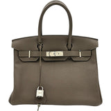 エルメス HERMES バーキン30 □R刻印 トープ シルバー金具 トゴ レディース ハンドバッグ
